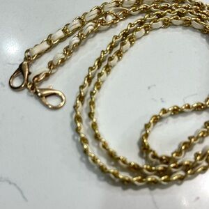 Gold white leather Chain Strap